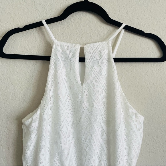 Lily Rose White Halter Maxi Sundress size S summer casual beach lace back slit - Picture 8 of 11